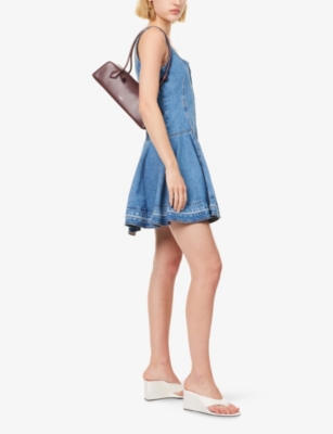 Simkhai Womens  Eleodra Flared Stretch-denim Mini Dress