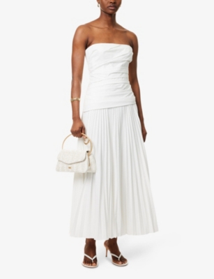 Shop Simkhai Womens Arie Bustier Cotton-blend Midi Dress White