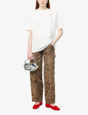 DAMSON MADDER: Leopard-Print Cargo-Pocket Denim Jeans