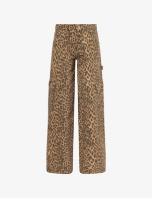 DAMSON MADDER: Leopard-Print Cargo-Pocket Denim Jeans