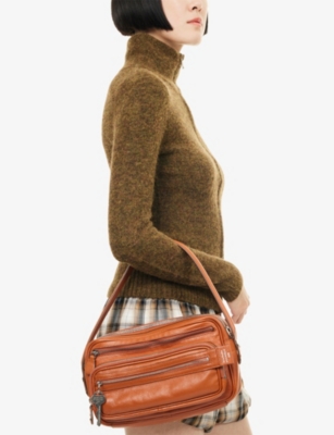 Acne Studios Womens Cognac Brown Camero Leather Shoulder Bag In Brown