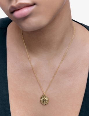 MONICA VINADER: Sisterhood Coin 18ct Yellow-Gold Vermeil Plated 925 Sterling Silver Pendant Charm Necklace