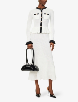 Self-portrait Pointelle Knit Contrast Midi Dress