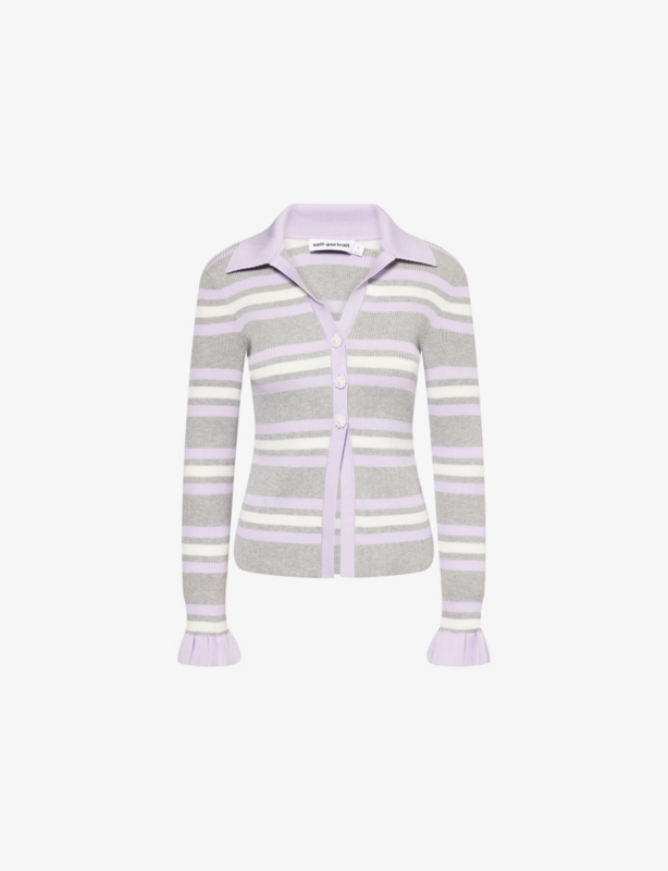 Striped V-Neck Knitted Top