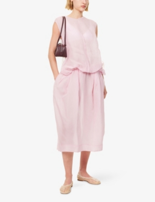Khaite Womens Peony Noah Ruched Silk Midi Dress