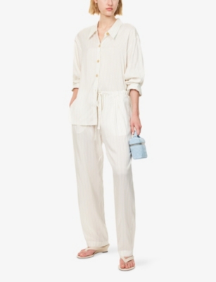 KHAITE: Trenton Striped Silk Trousers