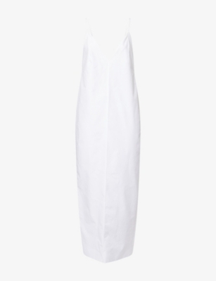 Shop Khaite Womens Chalk Tulula Shoulder-straps Cotton-poplin Maxi Dress