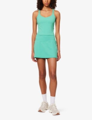 Lululemon Womens  Brand-patch Flared Stretch-woven Mini Skirt