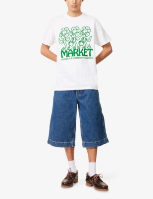 Market Ns White  X London Flower  Community Graphic-print Short-sleeve Cotton-jersey T-shirt Xl