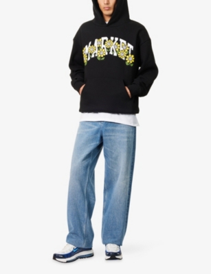 Market Ns Black  X London Flower  Daisy Graphic-print Cotton-jersey Hoody