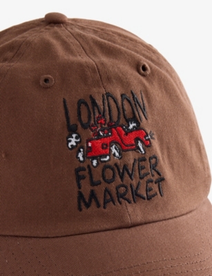 Market Ns  X London Flower  Brand-embroidered Cotton-canvas Cap Brown In Brown