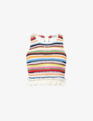 GANNI: Crochet Sleeveless Cotton Top