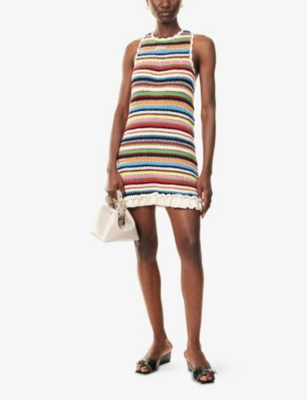 GANNI: Crochet Sleeveless Cotton Mini Dress
