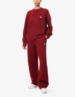 Shop The Couture Club Womens Burgundy Emblem Fluffy Knitted Jumper
