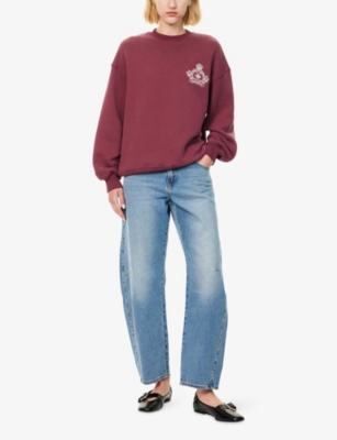 THE COUTURE CLUB: Crest Embroidery Cotton-Jersey Sweatshirt
