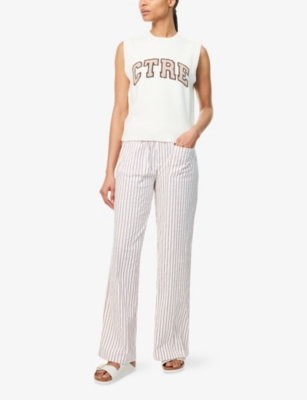 The Couture Club Womens Off White Ctre-intarsia Knitted Vest