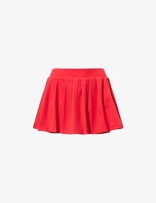 The Couture Club Womens Red Sculpting Pleated Stretch-woven Mini Skort