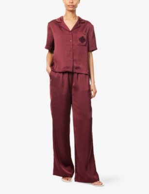 THE COUTURE CLUB: Emblem Short-Sleeve Satin Shirt