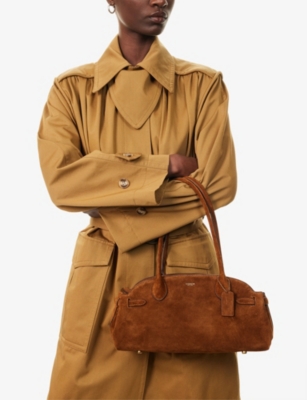 Coach Womens B4/warm Brown Empire Logo Leather-suede Shoulder Bag