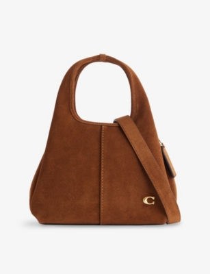 Coach Womens B4/warm Brown Lana Logo-plaque Leather-suede Shoulder Bag