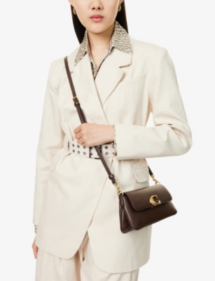 Coach Jet Monogram Calfskin Leather And Fabric Shoulder Bag With Removable Strap In Brown