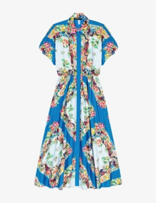 MAJE: Floral-Print Puff-Sleeve Cotton Maxi Dress