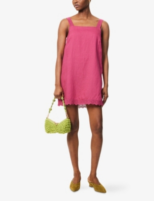 POSSE WOMENS DRAGON FRUIT GRACE BRODERIE-TRIM RAMIE MINI DRESS 