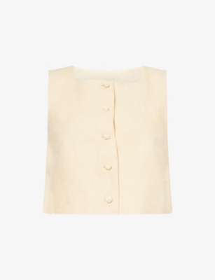 POSSE: Rio Square-Neck Button Linen Top