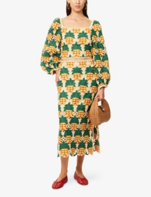 FARM RIO: Pineapple Crochet Woven Top