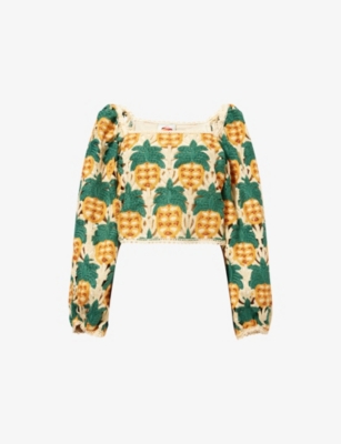 FARM RIO: Pineapple Crochet Woven Top