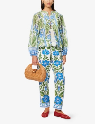 FARM RIO: Tropicance Drawstring Linen-Blend Trousers