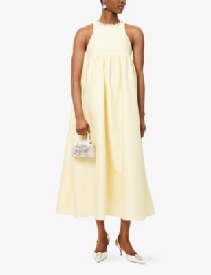 Sister Jane Womens Yellow Darya Jewel-neck Woven Midi Dress