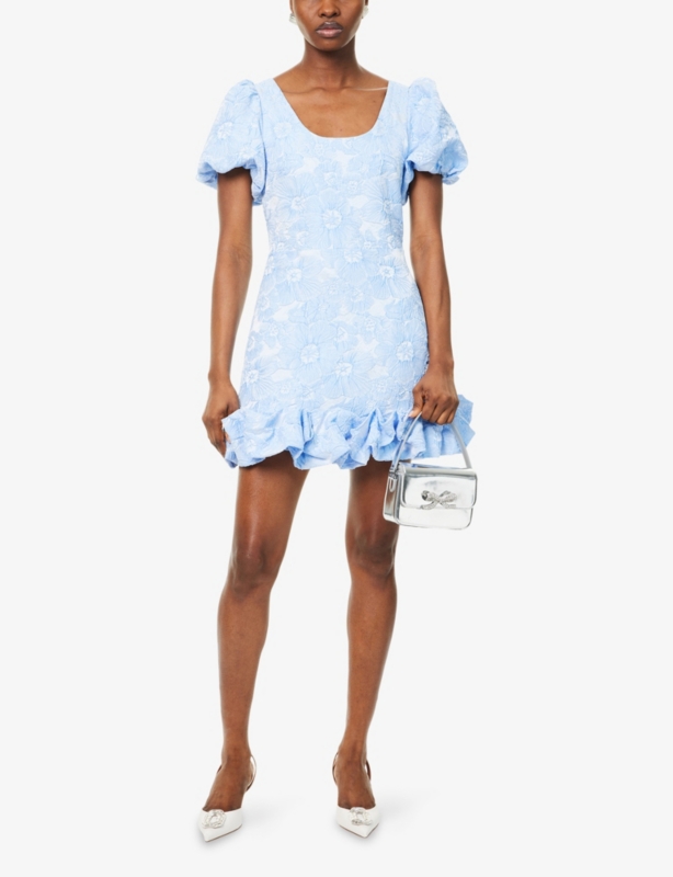 Marlin Floral-Jacquard Woven Mini Dress