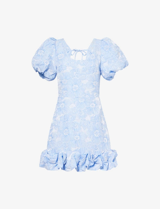 Marlin Floral-Jacquard Woven Mini Dress