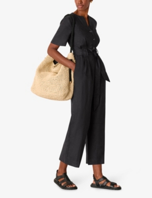 Whistles Omens  Fiona Button-down Short-sleeve Linen Jumpsuit