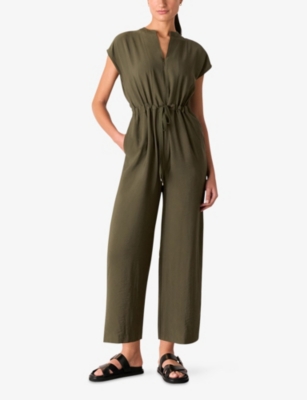Whistles Omens  Cap-sleeved Drawstring-waist Woven Jumpsuit
