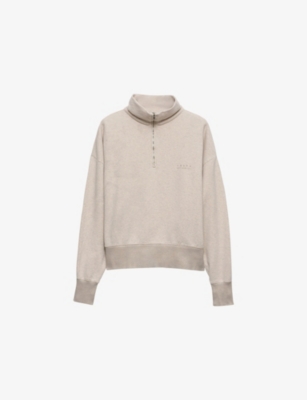 PRADA: Logo-Print Long-Sleeve Cotton Polo Sweatshirt