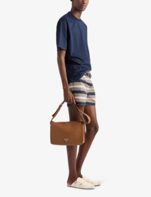 PRADA: Logo-Plaque Leather Shoulder Bag