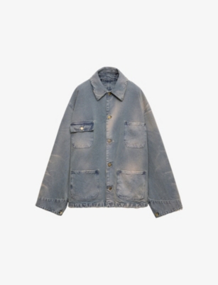 PRADA: Distressed Canvas Blouson Jacket