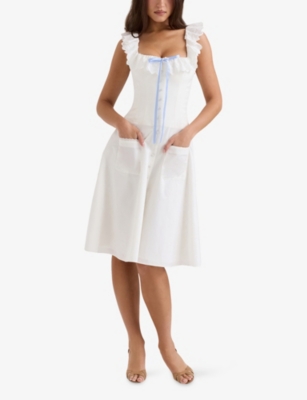 HOUSE OF CB: Mathilde Broderie-Anglaise Stretch-Cotton Midi Dress