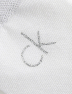Calvin Klein Womens White Branded Pack Of Two Woven Socks Eur 35-38/2-5 Uk In White