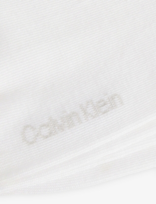 Calvin Klein Womens White Branded Pack Of Two Woven Ankle Socks Eur 35-38/2-5 Uk In White