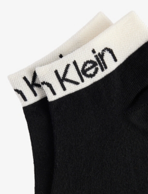 CALVIN KLEIN: Quarter Logo-Trim Pack of Two Knitted Socks