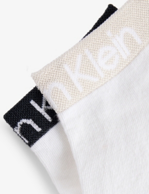 Calvin Klein Womens White Quarter Logo-trim Pack Of Two Knitted Socks