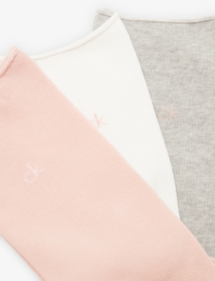 CALVIN KLEIN: Rolltop Stretch-Cotton Socks Pack of Three
