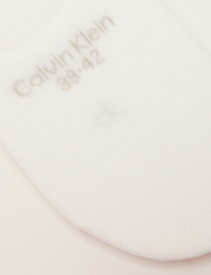 Calvin Klein Womens  Logo No-show Stretch-cotton Socks In White
