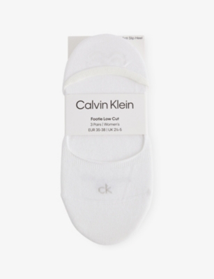 CALVIN KLEIN: Footie Low-Cut Pack of Three Stretch-Cotton Socks