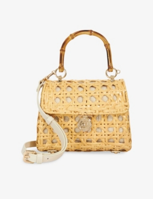 Dune Womens Natural Rattan Basket Diadem Small Rattan Basket Bag