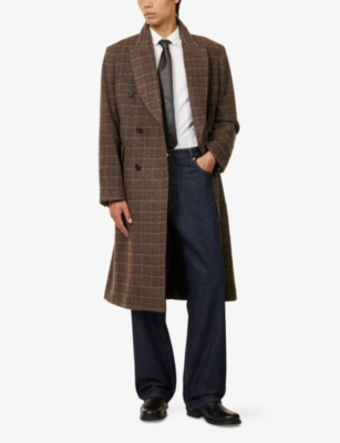 Our Legacy Mens Dorf Check Whale Double-breasted Wool Coat