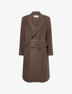 Our Legacy Mens Dorf Check Whale Double-breasted Wool Coat